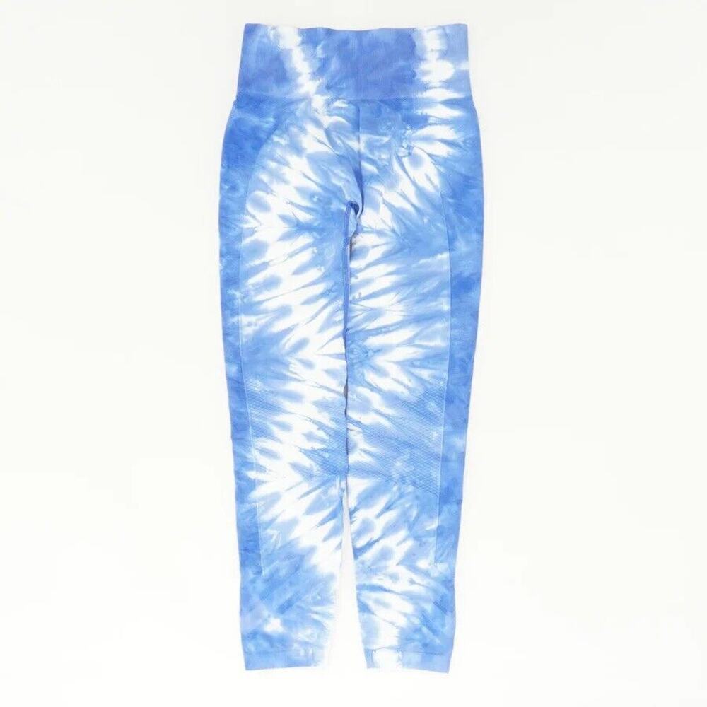 Tory Burch Sport Womens Leggings Size Medium Blue Pastel Tie Dye Yoga